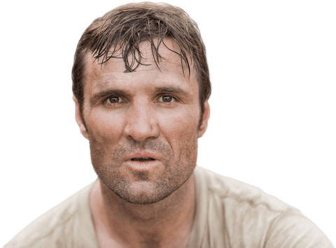 Transparent close-up of determined military soldier