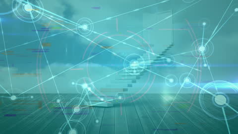 Conceptual Digital Network Connections with Dreamlike Stairway