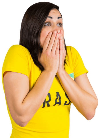 nervous young woman in bright yellow team jersey on transparent background - Download Free Stock Videos Pikwizard.com