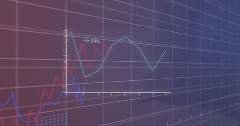 Digital data chart display on abstract grid background