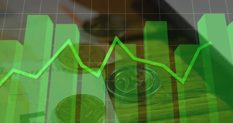 Digital Finance Growth Analytics with Coin Background