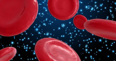 Abstract Red Blood Cells on Technological Background