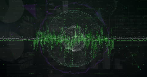 Abstract Glitch Patterns Overlay Global Digital Interface