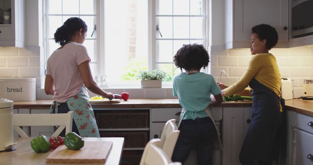 Family Cooking Together in Modern Kitchen with Natural Light - Download Free Stock Images Pikwizard.com