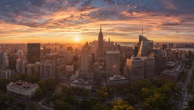 Manhattan Sunrise: Empire State Building and Midtown Skyline