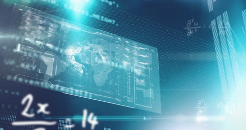 Futuristic Digital Data Processing Interface with Glowing Elements