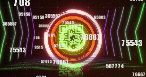Futuristic QR Code with Dynamic Neon Interface - Download Free Stock Images Pikwizard.com