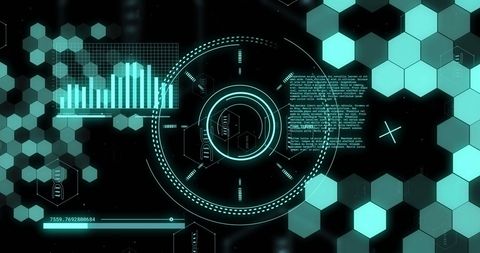 Digital Data Interface with Hexagonal Patterns and HUD Elements - Download Free Stock Images Pikwizard.com