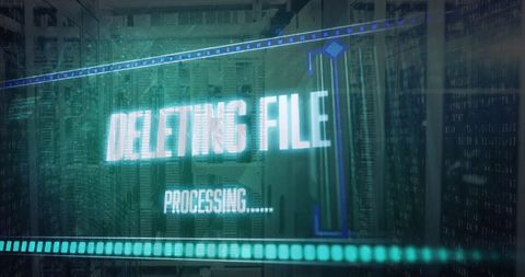 Holographic Interface in Data Center Displaying File Deletion - Download Free Stock Images Pikwizard.com
