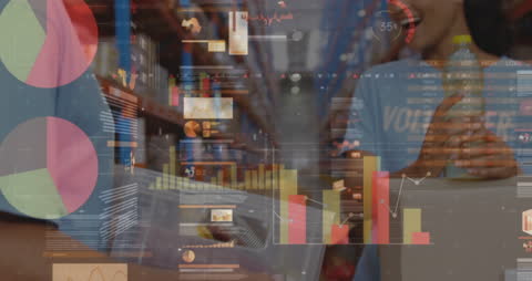 Financial Graphs Overlay Diverse Warehouse Workers Collaboration