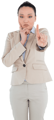 transparent serious businesswoman pointing with index finger - Download Free Stock Videos Pikwizard.com