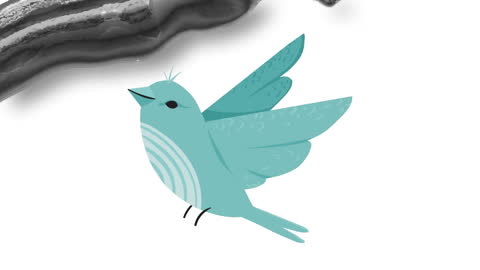 Animated Blue Bird with Futuristic Wave Pattern Design