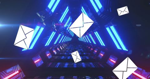 Digital Communication Envelopes in Futuristic Data Tunnel - Download Free Stock Images Pikwizard.com