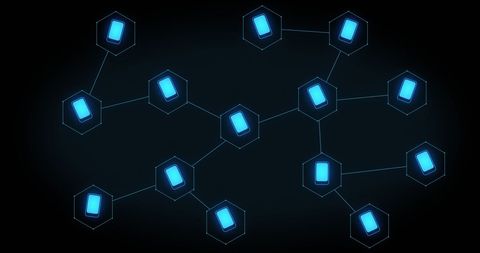 Smartphone Network Grid Highlighting Digital Communication