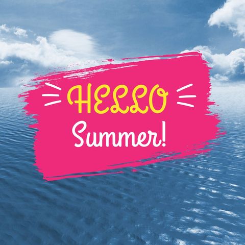 cheerful hello summer text on ocean background - Download Free Stock Templates Pikwizard.com