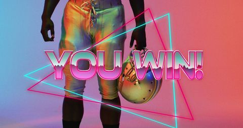 Winning Concept with American Football Player and Neon Design