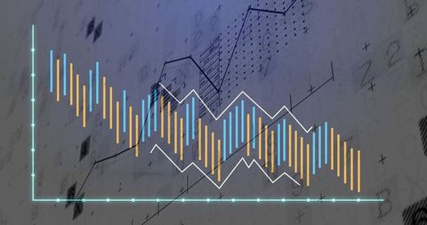 Modern Data Visualization with Bar and Line Charts on Futuristic Interface
