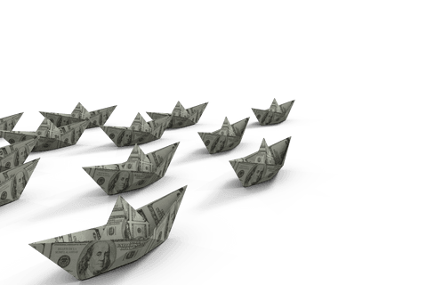 dollar bill paper boats on transparent background illustration - Download Free Stock Videos Pikwizard.com