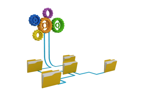 transparent gears and folders system interaction concept - Download Free Stock Videos Pikwizard.com
