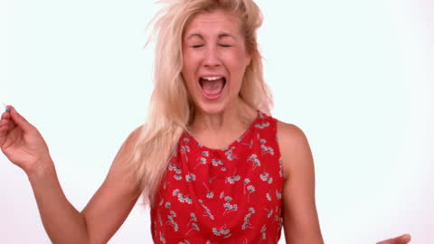 Woman Reacting with Surprise in Slow Motion