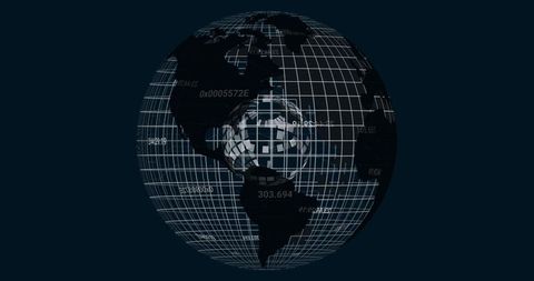 3D Globe with Digital Codes and Grid Patterns Symbolizing Global Connectivity