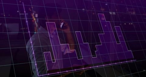 Business Man Analyzing Data on Smartphone and Laptop at Night