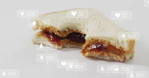 Peanut butter jelly sandwich and social media concepts
