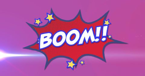 Retro comic boom bubble on vibrant pink background
