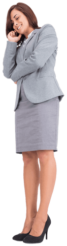 Happy Biracial Businesswoman Smiling in Professional Attire on Transparent Background
