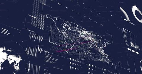 Digital Interface Displaying World Map and Data Analytics - Download Free Stock Images Pikwizard.com