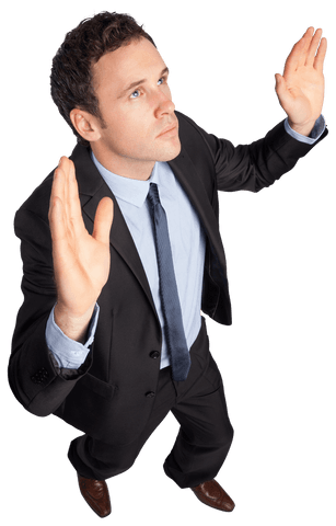 transparent view of businessman with arms raised - Download Free Stock Videos Pikwizard.com