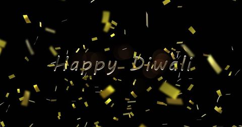 Diwali Celebration with Gold Confetti on Black Background