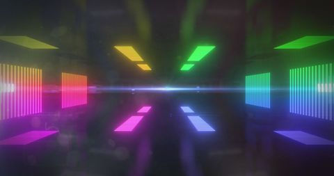 Futuristic Biometric Tunnel with Neon Technology Interface