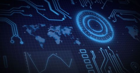 High-Tech Data Processing Interface with World Map - Download Free Stock Images Pikwizard.com