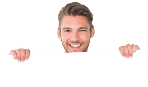 transparent background young man smiling holding blank sign - Download Free Stock Videos Pikwizard.com
