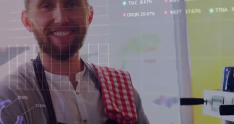 Barista Analyzing Coffee Brewing with Technology-Driven Charts