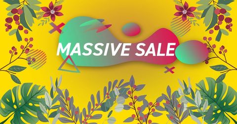 Groovy Massive Sale with Vibrant Floral Accents - Download Free Stock Images Pikwizard.com