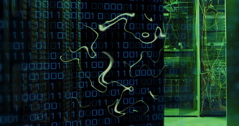 Binary Code Interface Overlay on Server Room