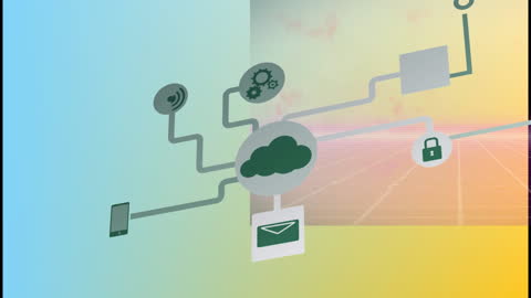 Futuristic Digital Network with Media Connection Icons