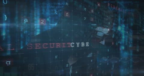 Digital Data Processing Animation with Cybersecurity Theme