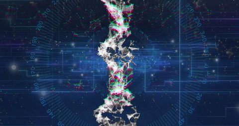 Futuristic dna strands and global digital connections