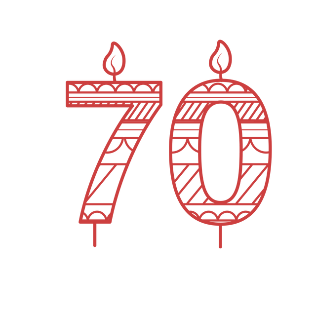 Red Illustration of Number 70 with Candle Flames on Transparent Background - Download Free Stock Videos Pikwizard.com