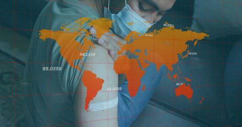 Patient Receiving Vaccination with World Map Overlay