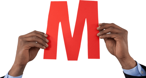 transparent hands holding red letter m on white background - Download Free Stock Videos Pikwizard.com