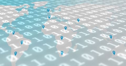 Digital Interface Concept with World Map and Binary Code - Download Free Stock Images Pikwizard.com