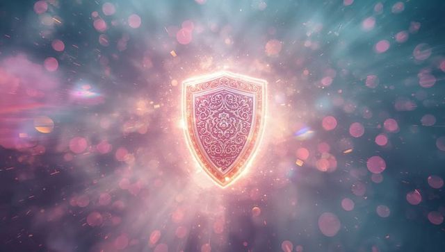 Glowing Ornate Shield in Mystical Digital Space