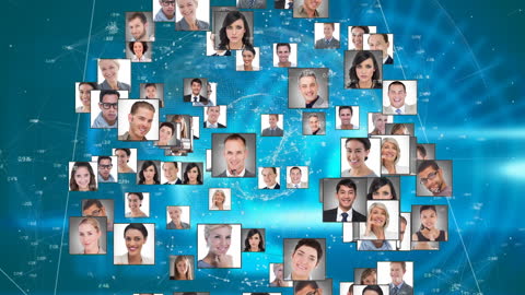 Global Business Networking Connection with Smiling Professionals