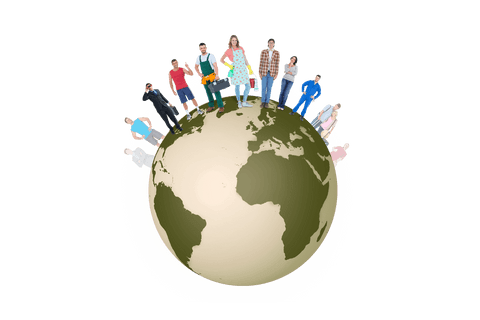 transparent illustration of people standing on globe highlighting global unity - Download Free Stock Videos Pikwizard.com