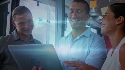 Colleagues Discussing Technology Innovation in Modern Office