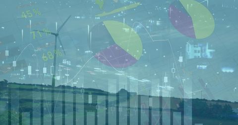 financial graphs merging with renewable energy wind turbines multipurpose design - Download Free Stock Images Pikwizard.com
